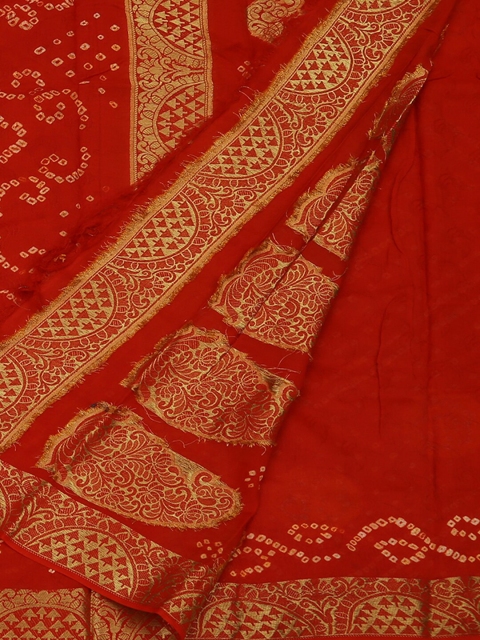 

Pothys Orange Art Silk Printed Bandhani Saree