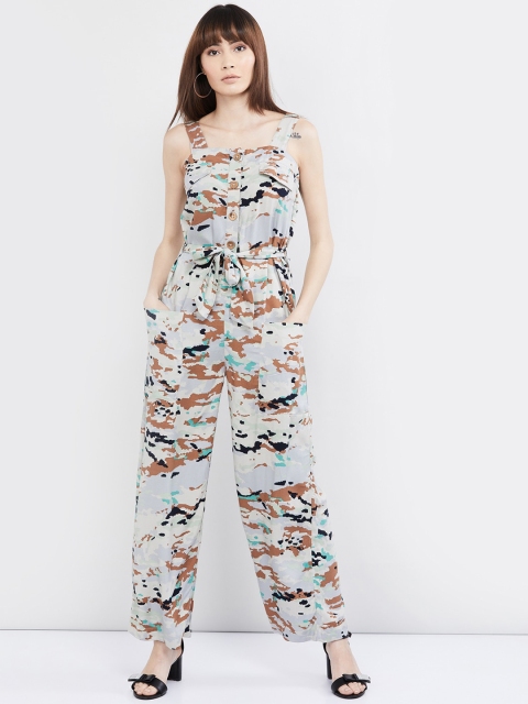 max Women Grey Printed Basic Jumpsuit