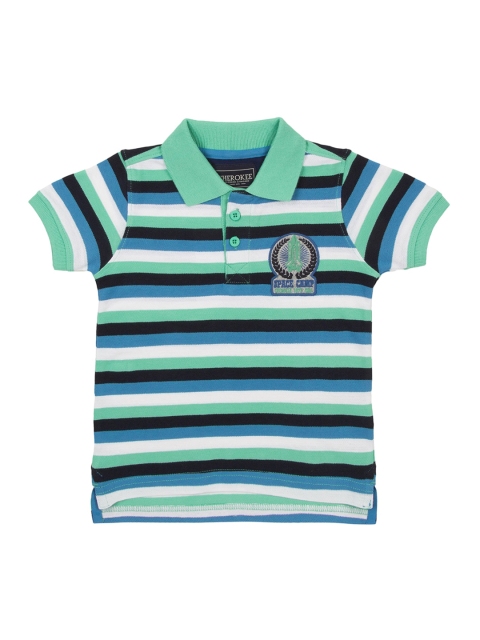 

Cherokee Boys Green Striped Polo Collar T-shirt