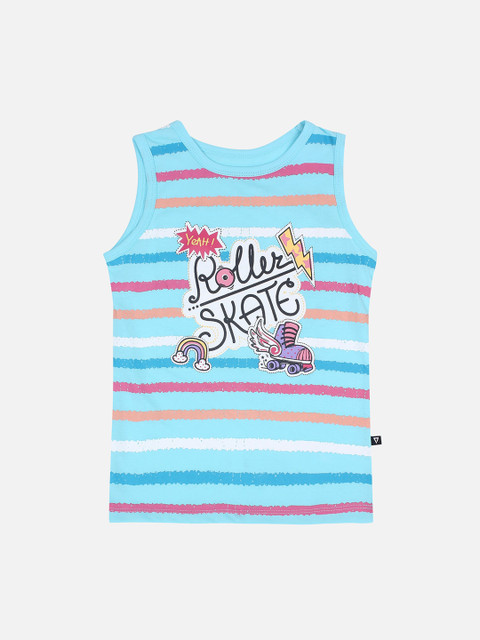 

PROTEENS Girls Multicoloured Striped Round Neck T-shirt, Multi