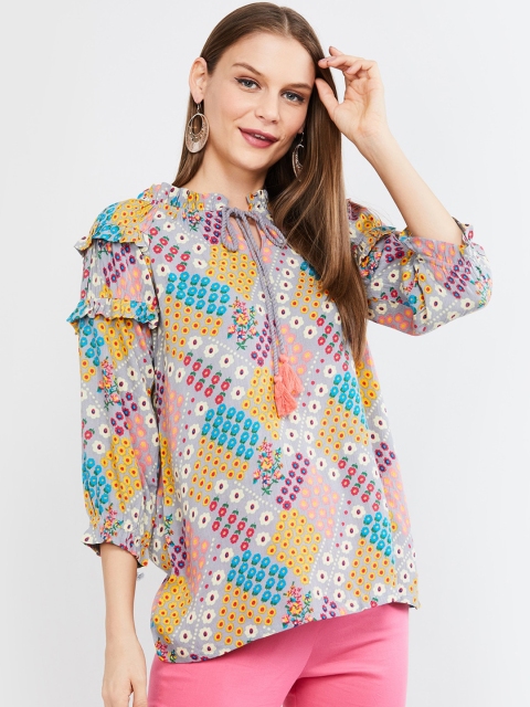 

max Women Grey Printed Top