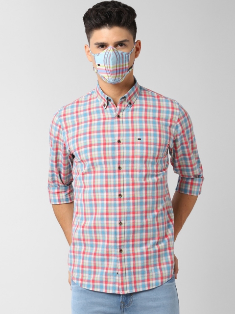 

Peter England Men Blue Yellow Slim Fit Checked Neem-Tulsi Casual Shirt