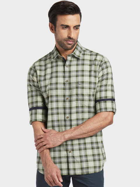 

ColorPlus Men Green Regular Fit Checked Casual Shirt