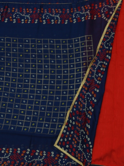 

Pothys Navy Blue & Yellow Poly Georgette Printed Bandhani Saree