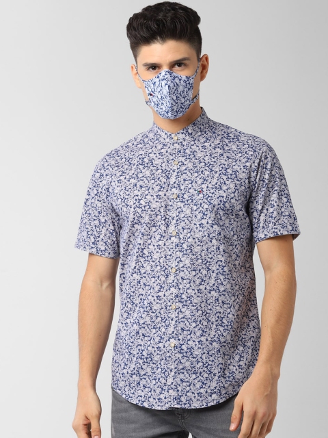 

Peter England Men Blue Slim Fit Printed Casual Shirt