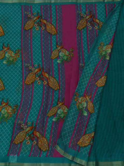 

Pothys Green Printed Jute Silk Saree
