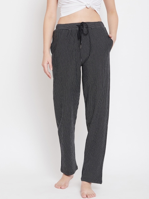 

Hypernation Women Black & White Striped Lounge Pants
