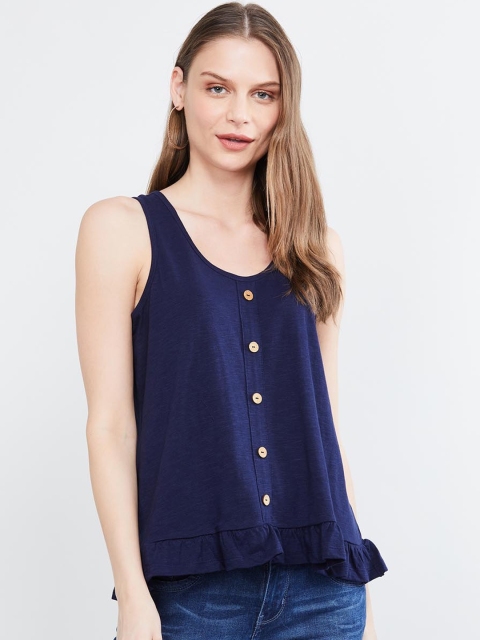 

max Women Navy Blue Solid Top