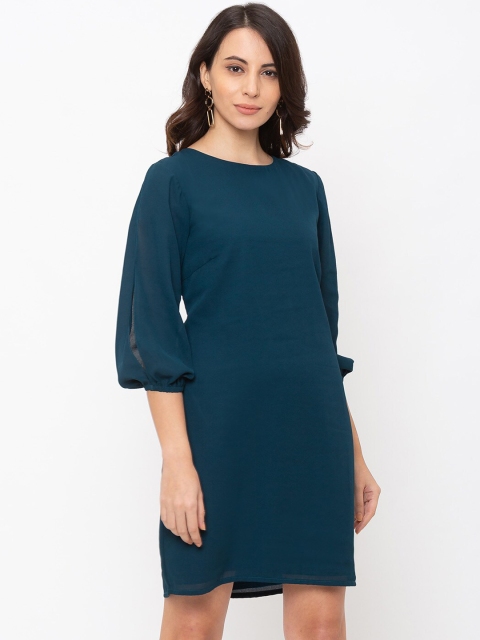 

Iti Women Teal Solid Sheath Dress