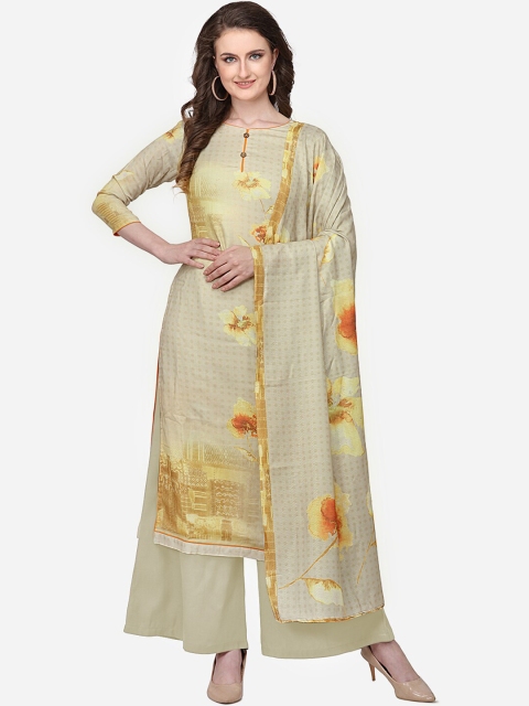 

Stylee LIFESTYLE Yellow & Beige Silk Blend Unstitched Dress Material
