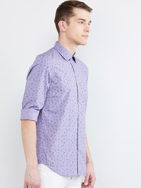

max Men Purple & White Regular Fit Printed Casual Shirt