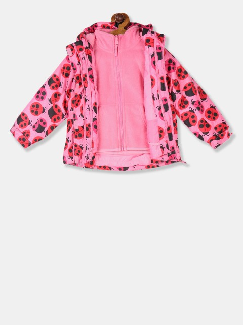 

The Childrens Place Girls Pink & Black Printed Bomber Jacket & Sweatshirt