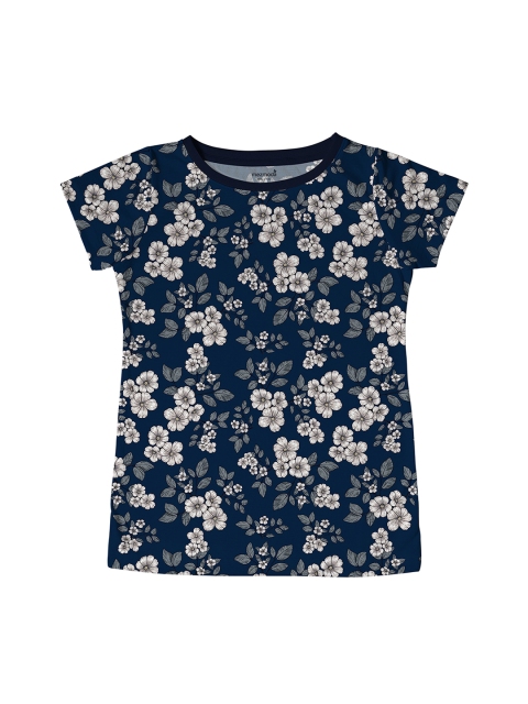 

mezmoda Girls Navy Blue & White Printed Round Neck T-shirt