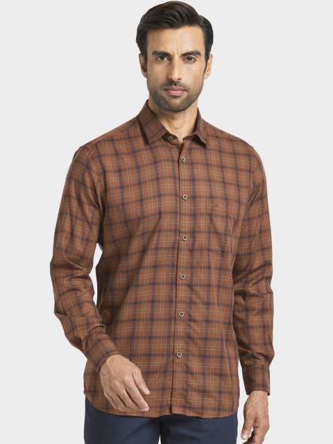 

ColorPlus Men Brown Regular Fit Checked Casual Shirt