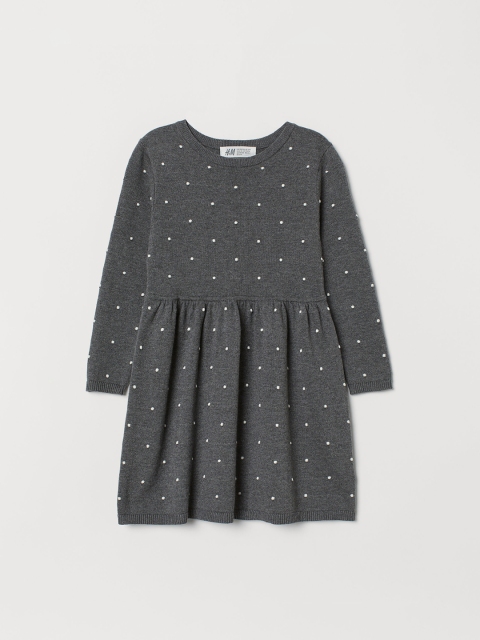

H&M Girls Grey Knitted Cotton Dress