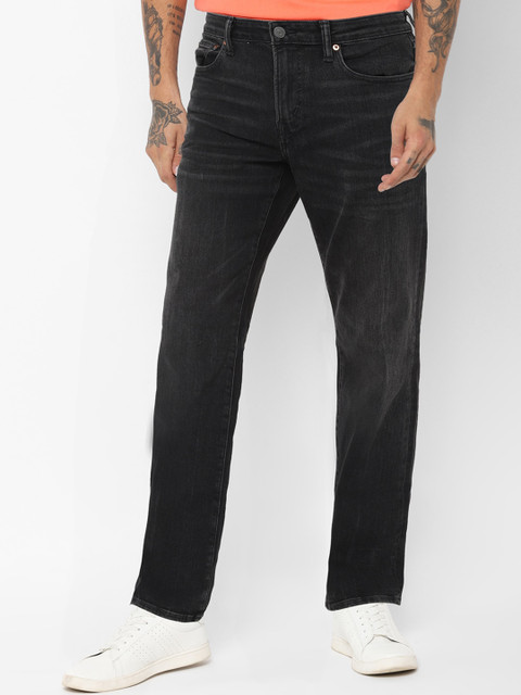 

AMERICAN EAGLE OUTFITTERS Men Black Regular Fit Mid-Rise Clean Look Jeans