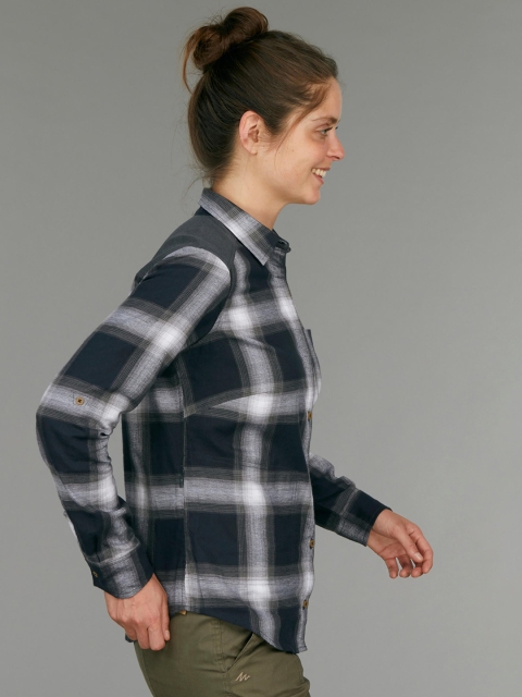 

FORCLAZ By Decathlon Women Black & White Regular Fit Checked Casual Shirt