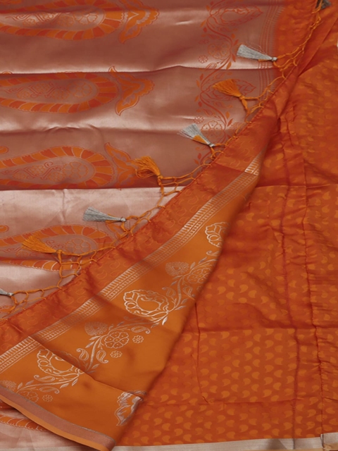 

Pothys Orange Solid Art Silk Saree