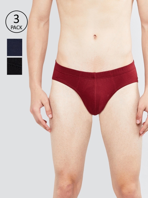 

max Men Pack of 3 Solid Basic Briefs NOOSCLBFBDBURGUNDY, Burgundy