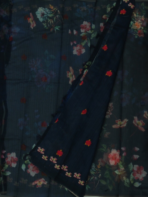 

Pothys Navy Blue Woven Design Jute Silk Saree