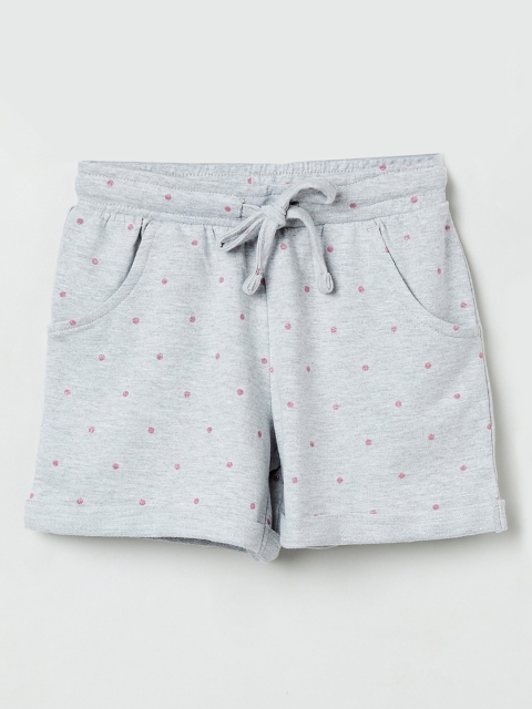 

max Girls Grey Polka Dots Printed Regular Fit Shorts