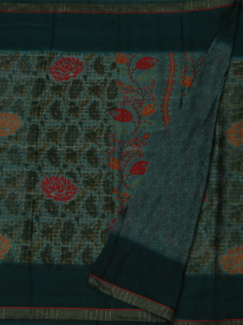 

Pothys Sea Green Printed Poly Georgette Saree