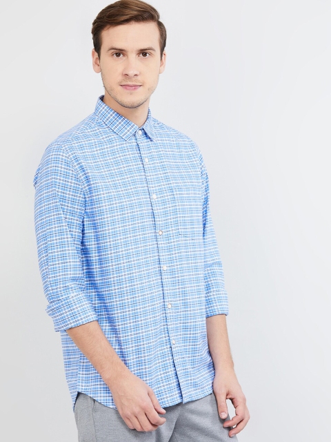 

max Men Blue & Off-White Regular Fit Checked Casual Shirt