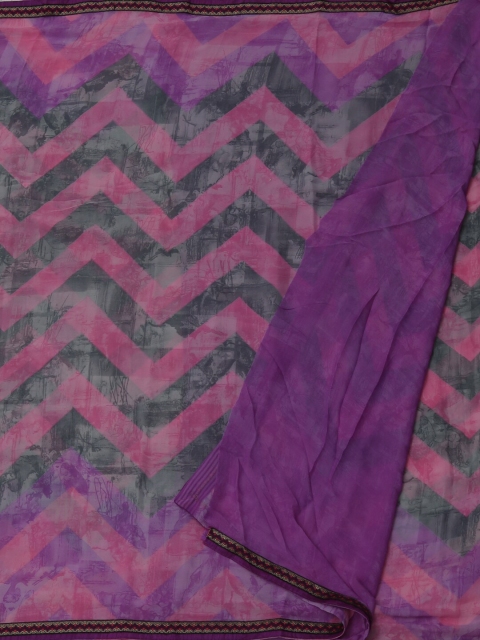 

Pothys Purple & Grey Poly Georgette Printed Saree