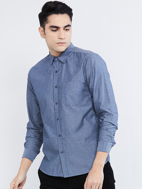 

max Men Blue Regular Fit Solid Casual Shirt