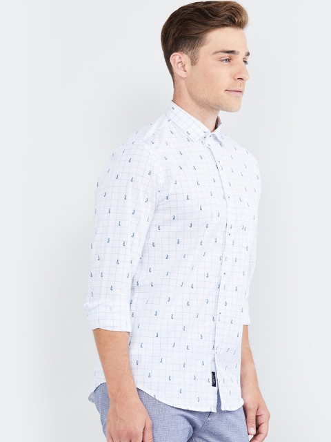 max Men Blue & Off-White Regular Fit Printed Casual Shirt