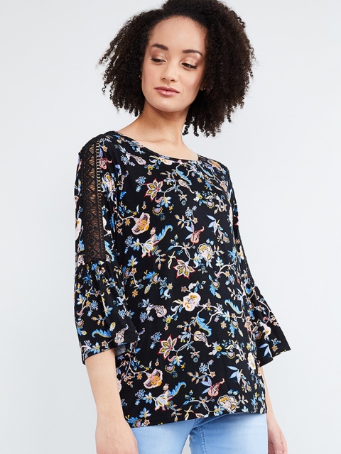 

max Women Black Printed A-Line Top