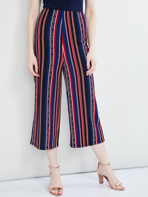 

max Women Multicoloured Regular Fit Striped Culottes, Multi