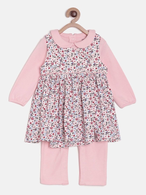 

MINI KLUB Girls Pink Solid Rompers With Dress