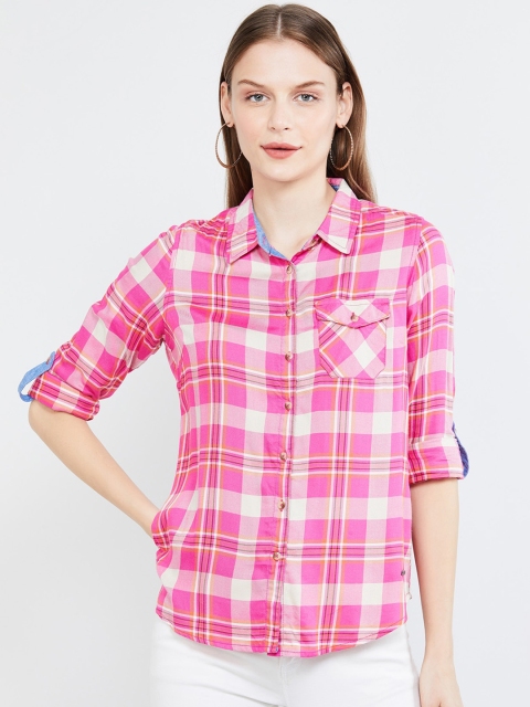 

max Women Pink Checked Shirt Style Top