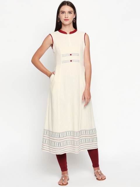 

Lobaanya Women Off-White Woven Design Anarkali Kurta