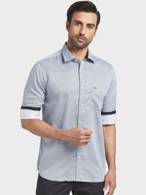 

ColorPlus Men Blue Regular Fit Self Design Casual Shirt