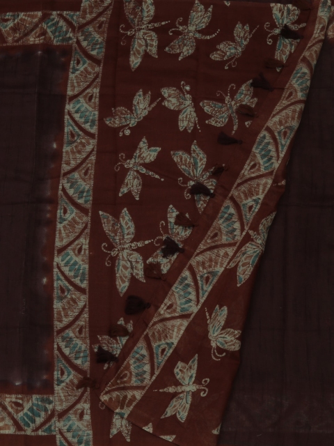 

Pothys Brown Woven Design Jute Silk Saree