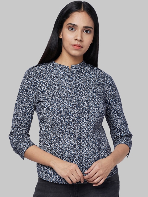 

Park Avenue Woman Blue Regular Fit Printed Casual Shirt