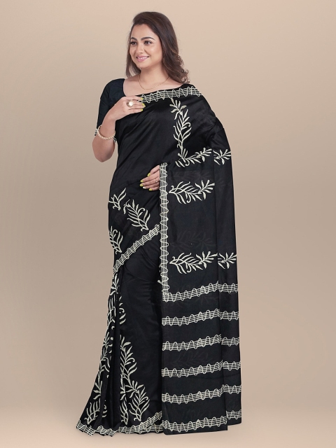 

BharatSthali Black Printed Pure Cotton Saree