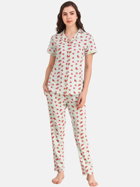 

Masha Women Green & Red Printed Night suit