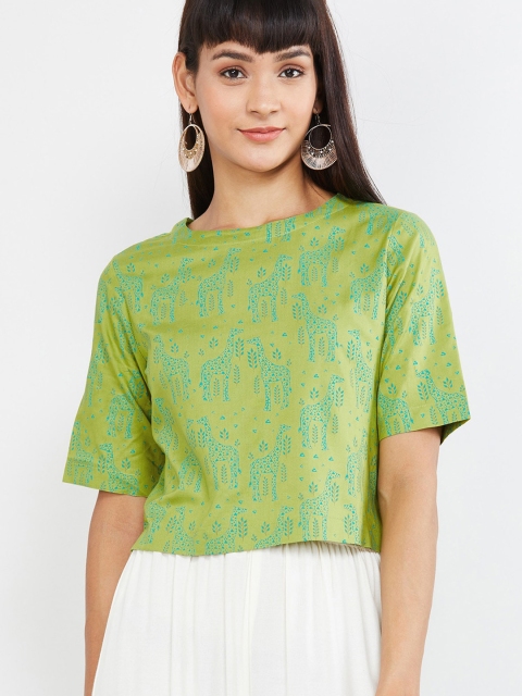 

max Women Green Printed Top