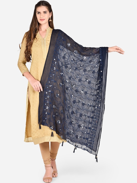 

Dupatta Bazaar Navy Blue Embroidered Chiffon Dupatta