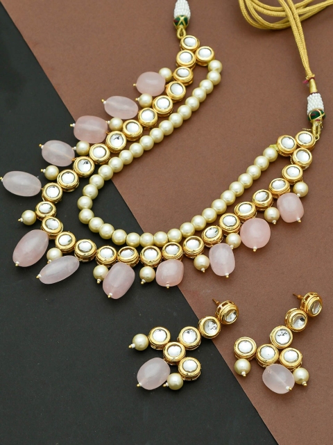 

Imittire Pink & Gold-Toned Kundan Studded Jewellery Set