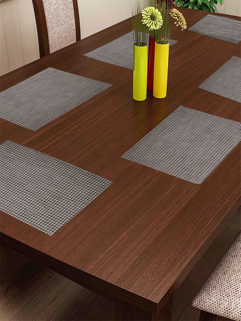 BIANCA Set of 6 Grey Geometric Print Table Placemats