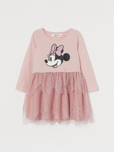 

H&M Girls Pink Minnie Mouse Printed Tulle-Skirt Dress