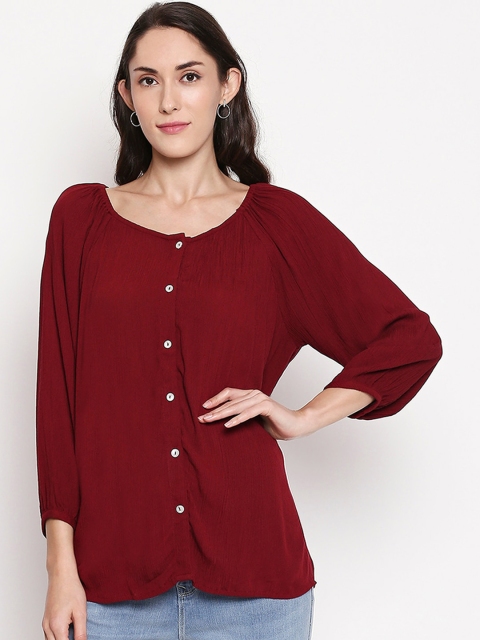 

Honey by Pantaloons Women Maroon Solid Top