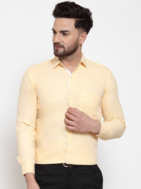 

JAINISH Men Yellow Smart Regular Fit Solid Formal Shirt