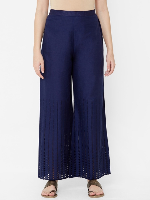 

Juliet Women Blue Self Design Wide Leg Palazzos