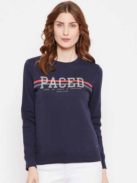 

Octave Women Navy Blue & White Printed Pullover Sweatshirt