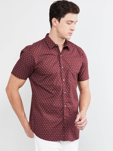 

max Men Maroon Regular Fit Printed Casual Shirt